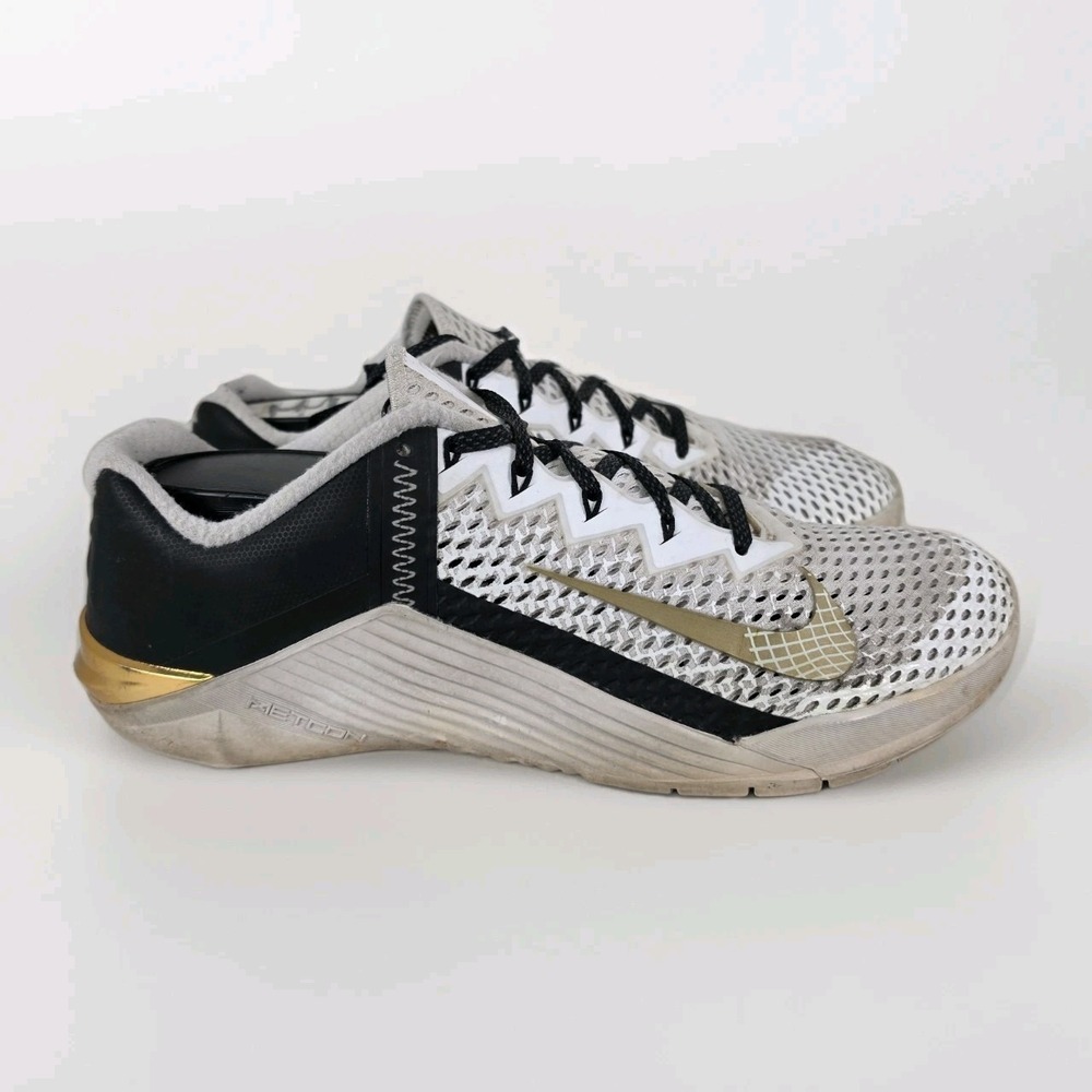 Men's Nike By You Metcon 6 (DA2894-991) White black Gold Gym Shoes Size 10.5
